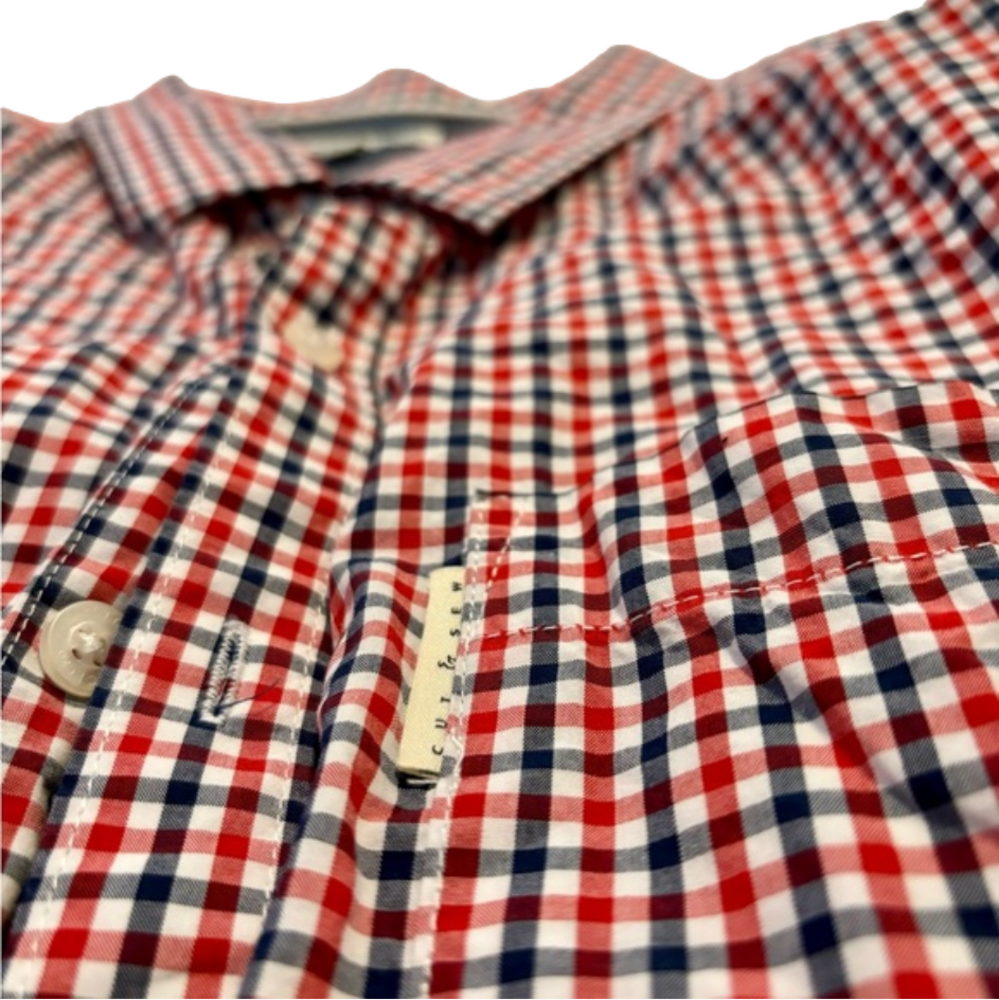 Stylish Marc Ecko Red Plaid Button-Down Shirt - M… - image 1